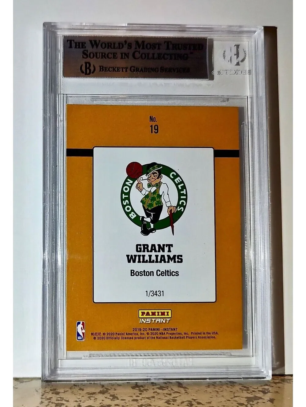Grant Williams 2019-20 Panini NBA #19 Rated Rookies 1/3431 BGS 9 Mint Celtics